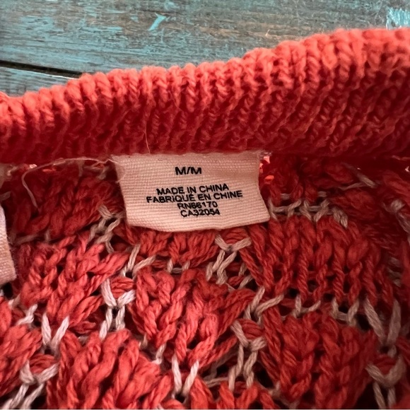 Anthropologie Moth Orange 100% Honeycomb Crew Neck Sweater Size Medium - Picture 8 of 11